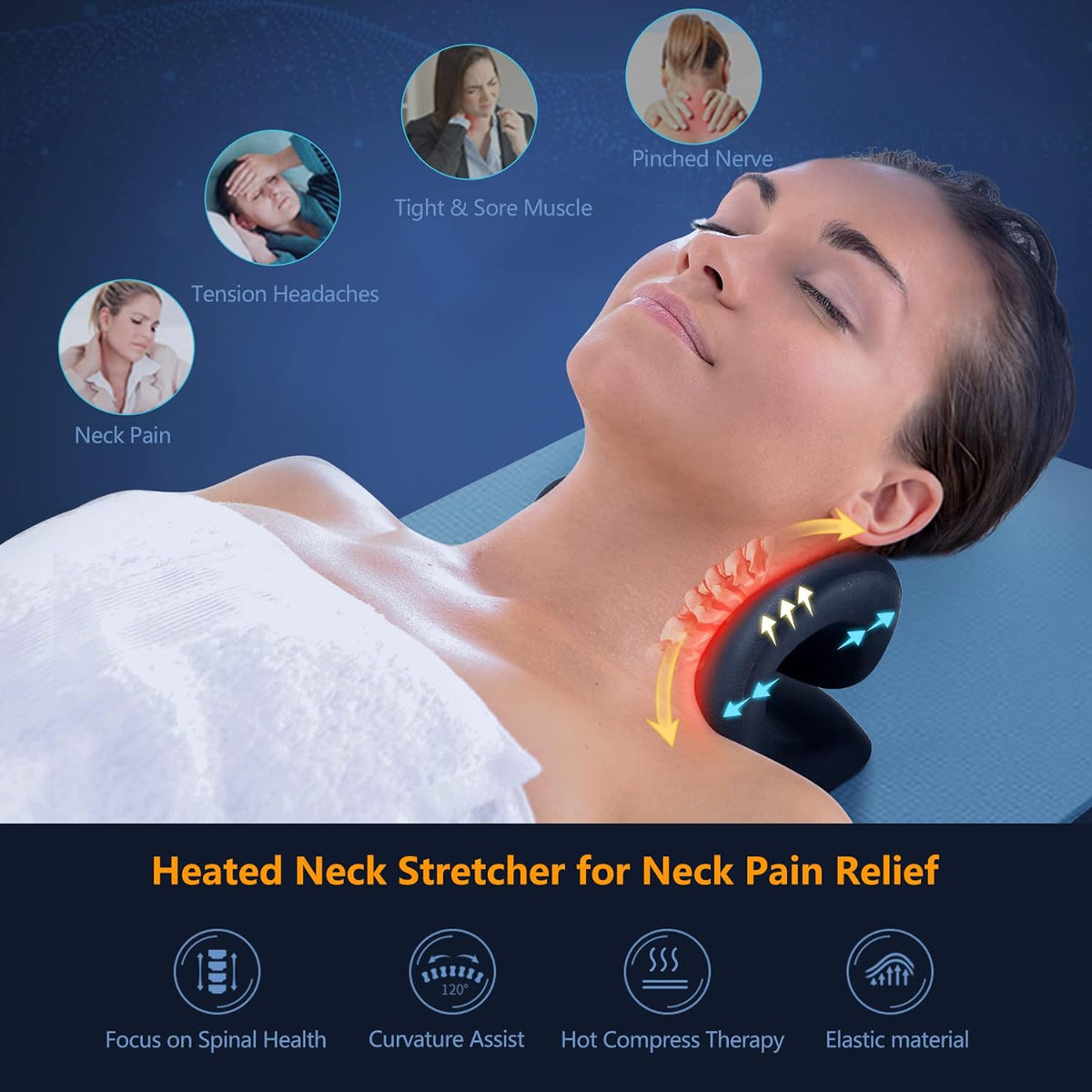 Neck and Shoulder Relaxer: Cervical Traction Device for TMJ Pain Relief, Cervical Spine Alignment, Chiropractic Pillow & Neck Stretcher